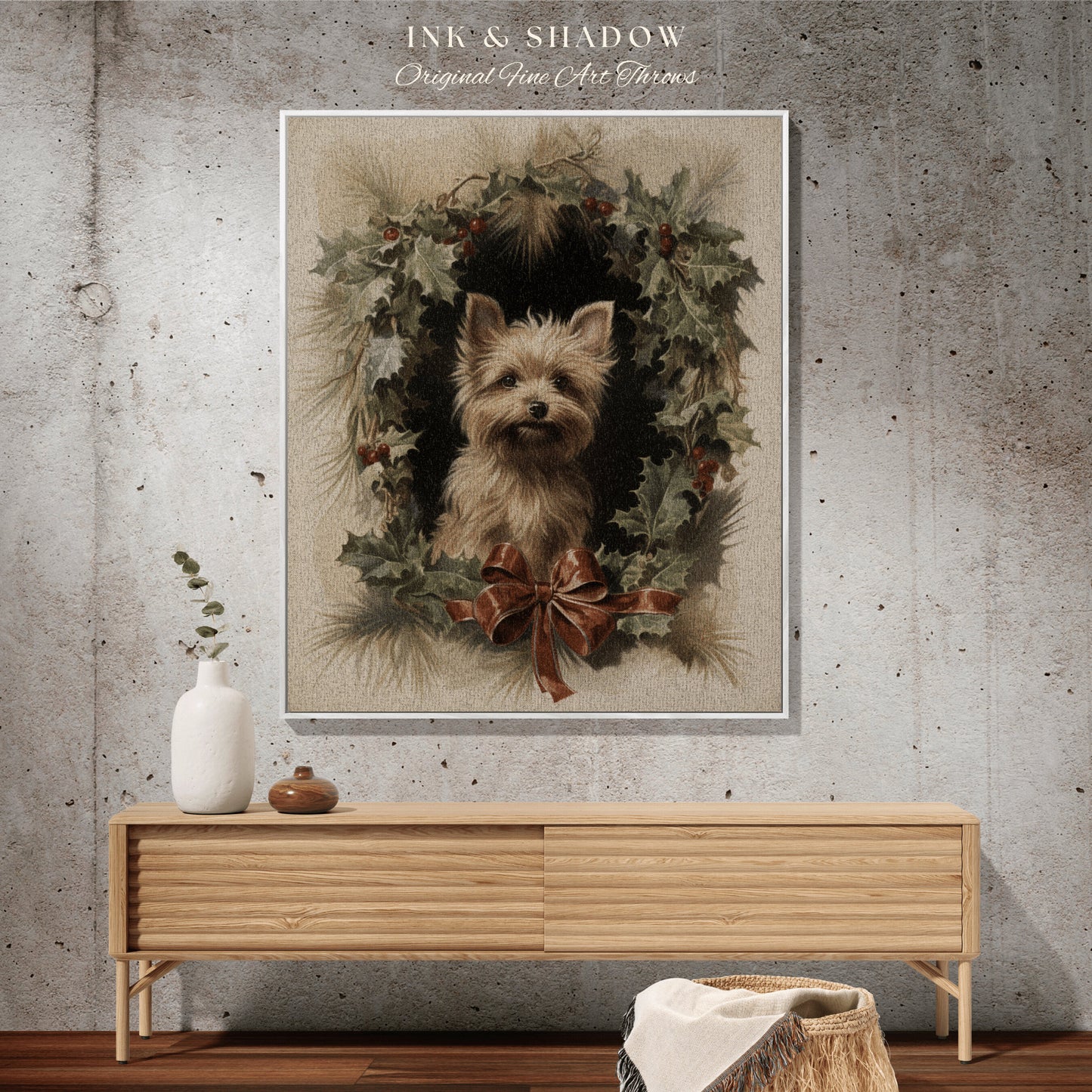 Vintage Yorkie Tapestry Blanket | Yorkie Dad Gift Blanket Terrier Mom Gift Funny Tapestry Christmas Dog Portrait Blanket Yorkshire Terrier |