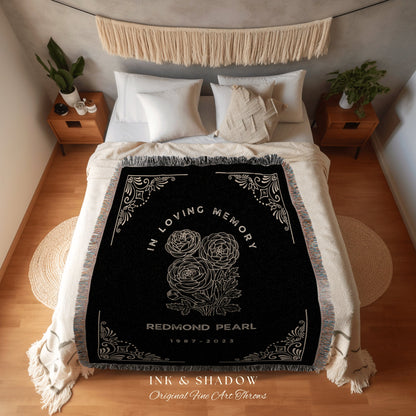 Memorial Blanket Woven | In Loving Memory Gift Sympathy Blanket Woven Tapestry Personalized Gift in Memoriam Gift Comforting Keepsake Custom