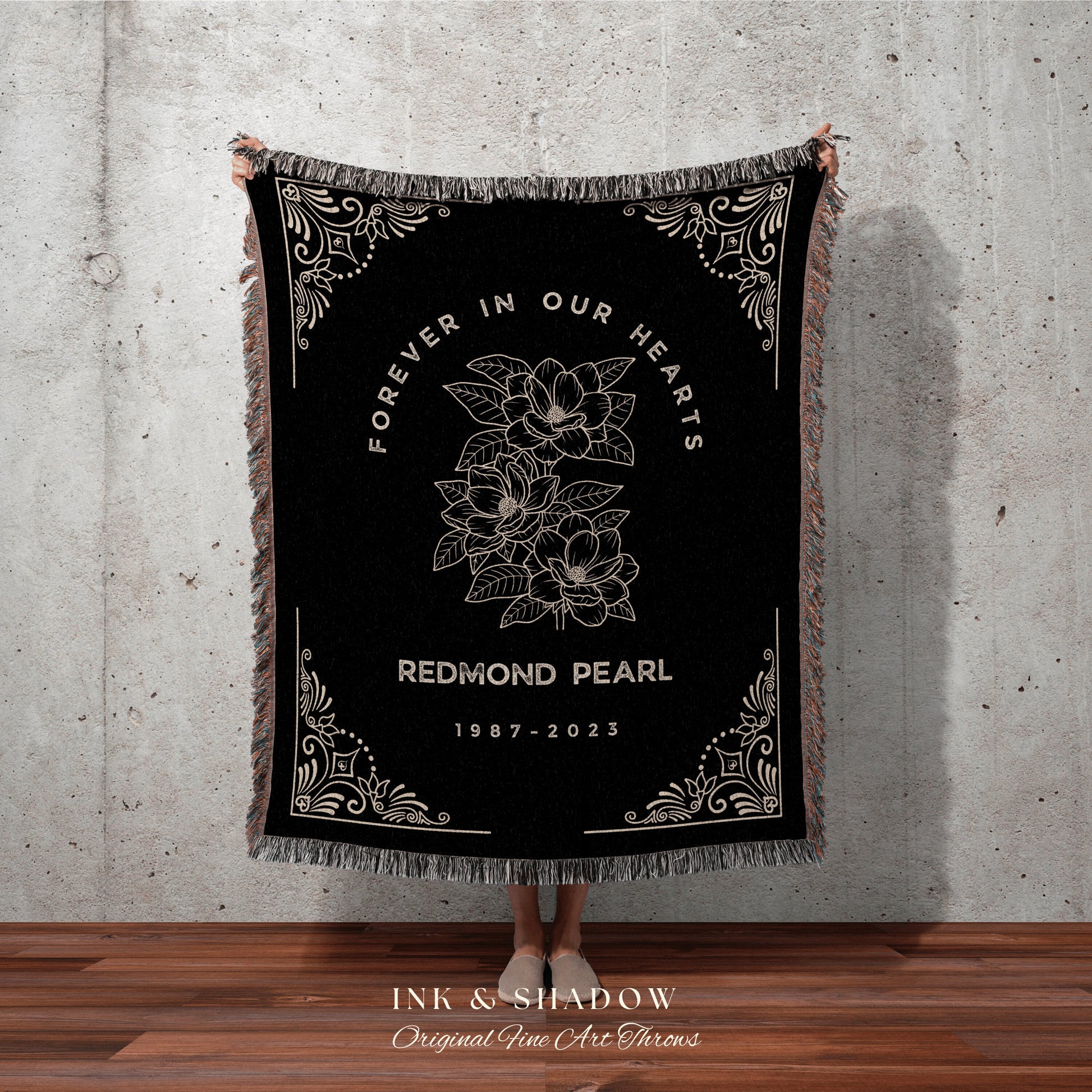 Forever in Our Hearts Blanket | In Loving Memory Gift Memorial Blanket Woven Tapestry Personalized Gift in Memoriam Gift Comforting Keepsake