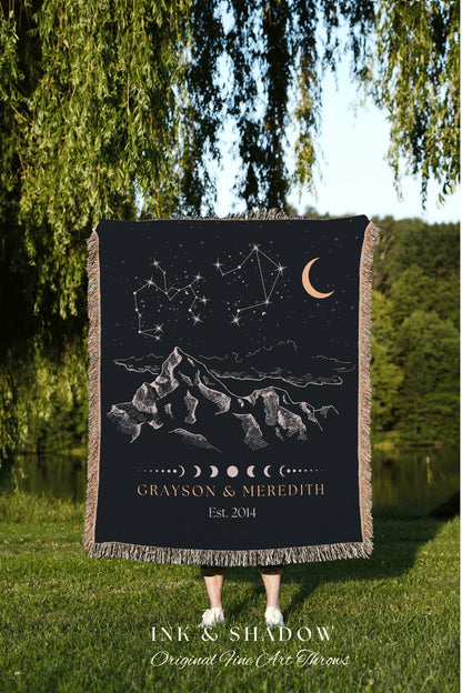 Couples Constellation Tapestry | Sentimental Anniversary Gift Custom Couples Custom Star Sign Blanket Woven Tapestry Thoughtful Wedding Gift