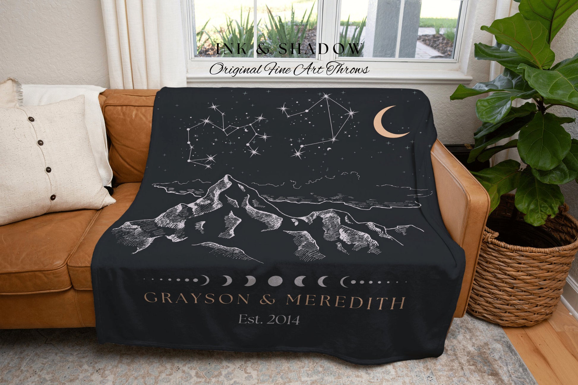 Couples Constellation Tapestry | Sentimental Anniversary Gift Custom Couples Custom Star Sign Blanket Woven Tapestry Thoughtful Wedding Gift