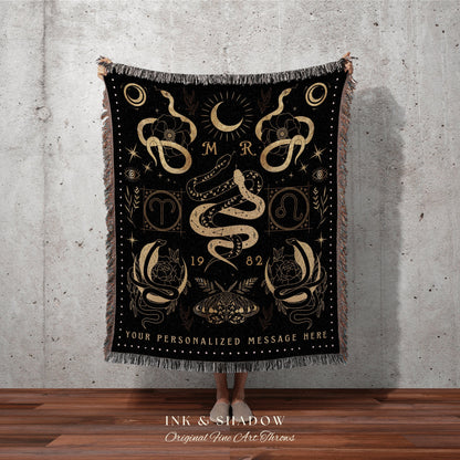 Couples Zodiac Blanket | Celestial Wedding Anniversary Gift Couples Astrology Custom Sign Blanket Woven Throw Personalized Wedding Custom |
