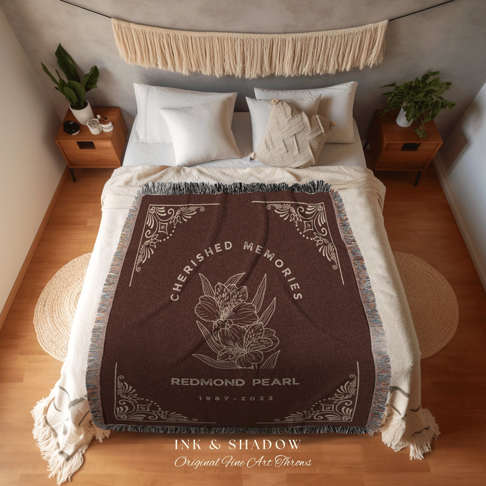 Cherished Memories Bereavement Gift | In Loving Memory Gift Sympathy Blanket Woven Tapestry Personalized Memory Blanket Comforting Keepsake