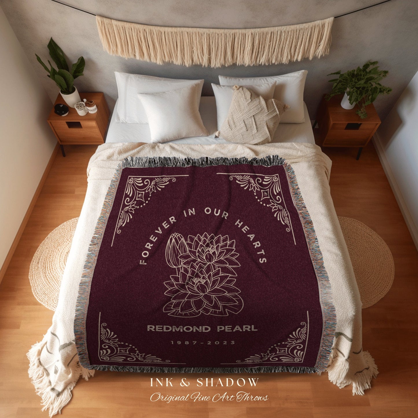 Sympathy Blanket Custom Gift | In Loving Memory Gift Sympathy Funeral Blanket Woven Tapestry Personalized Memory Blanket Comforting Keepsake