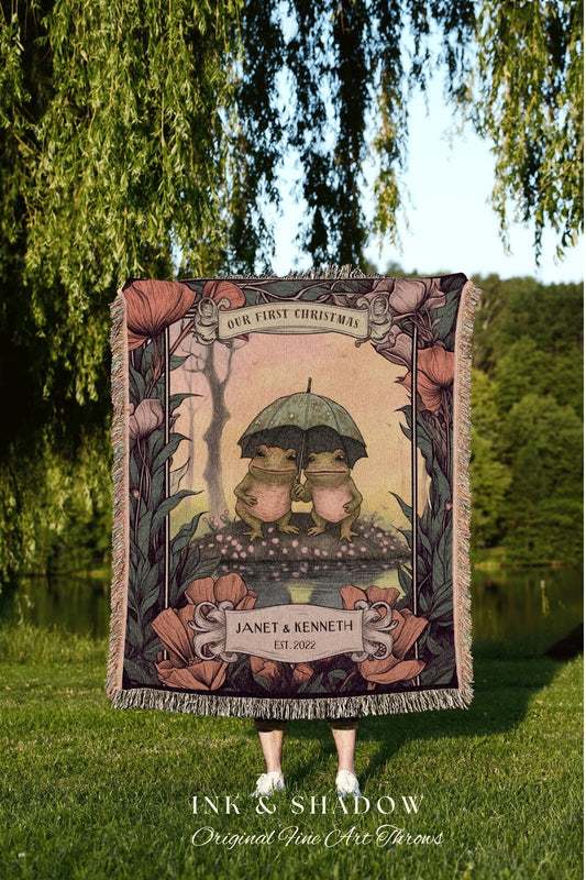 Best Friend Blanket Cottagecore | Funny Tapestry Woven Throw Vintage Frog and Toad Blanket Goblincore Tapestry Frog Lover Gift Personalized