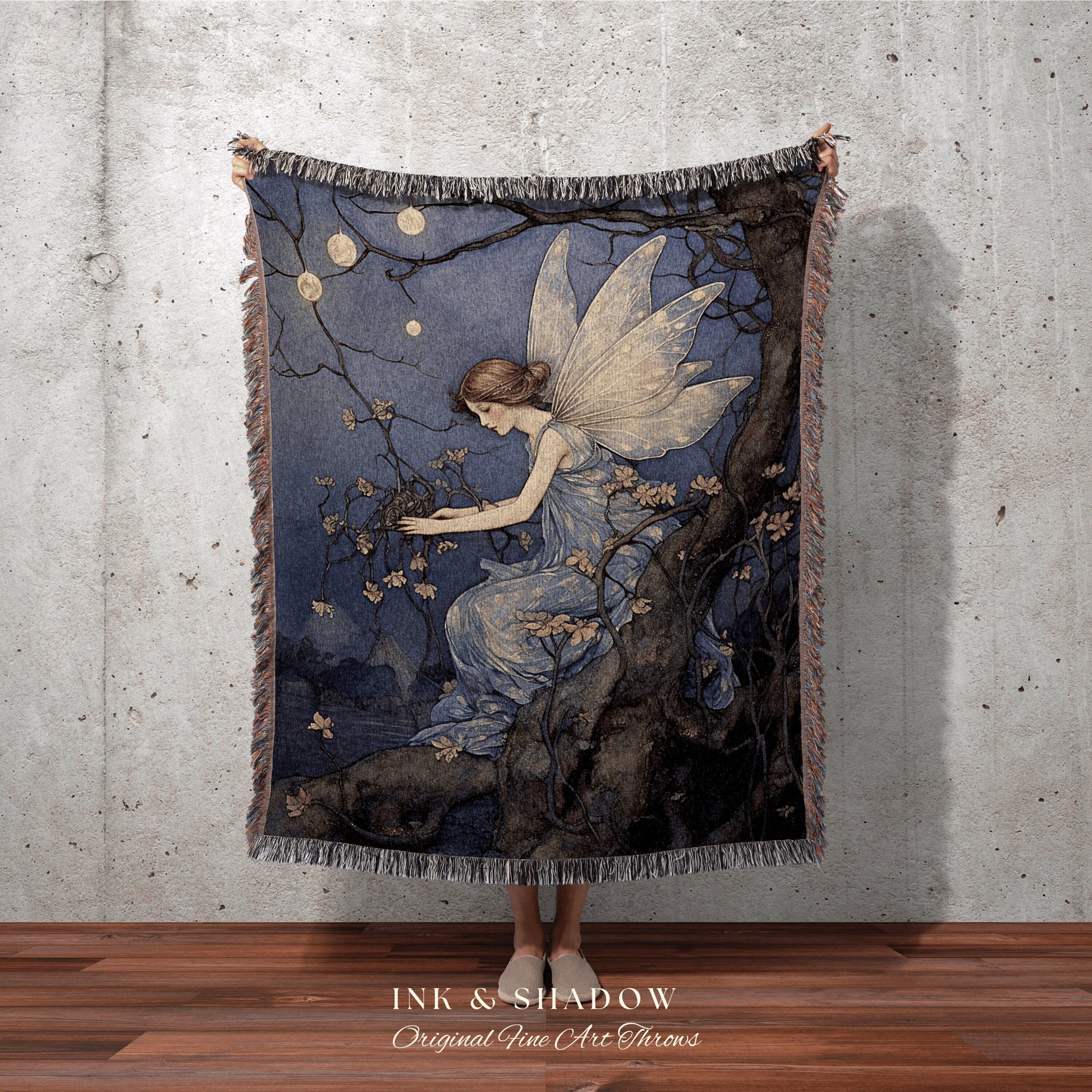 Storybook Fairy Tapestry | Fairy Aesthetic Celestial Wall Art Cottagecore Decor Art Nouveau Tapestry Woven Blanket Fairycore Decor Vintage |