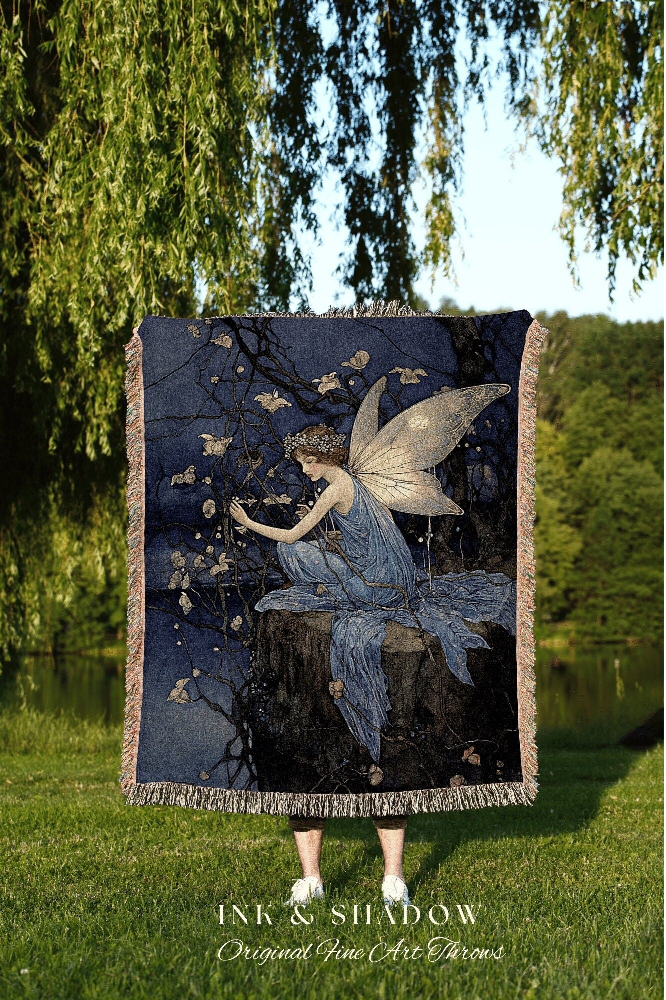 Magical Aesthetic Tapestry | Fairy Aesthetic Celestial Wall Art Cottagecore Decor Art Nouveau Tapestry Woven Blanket Fairycore Decor Vintage