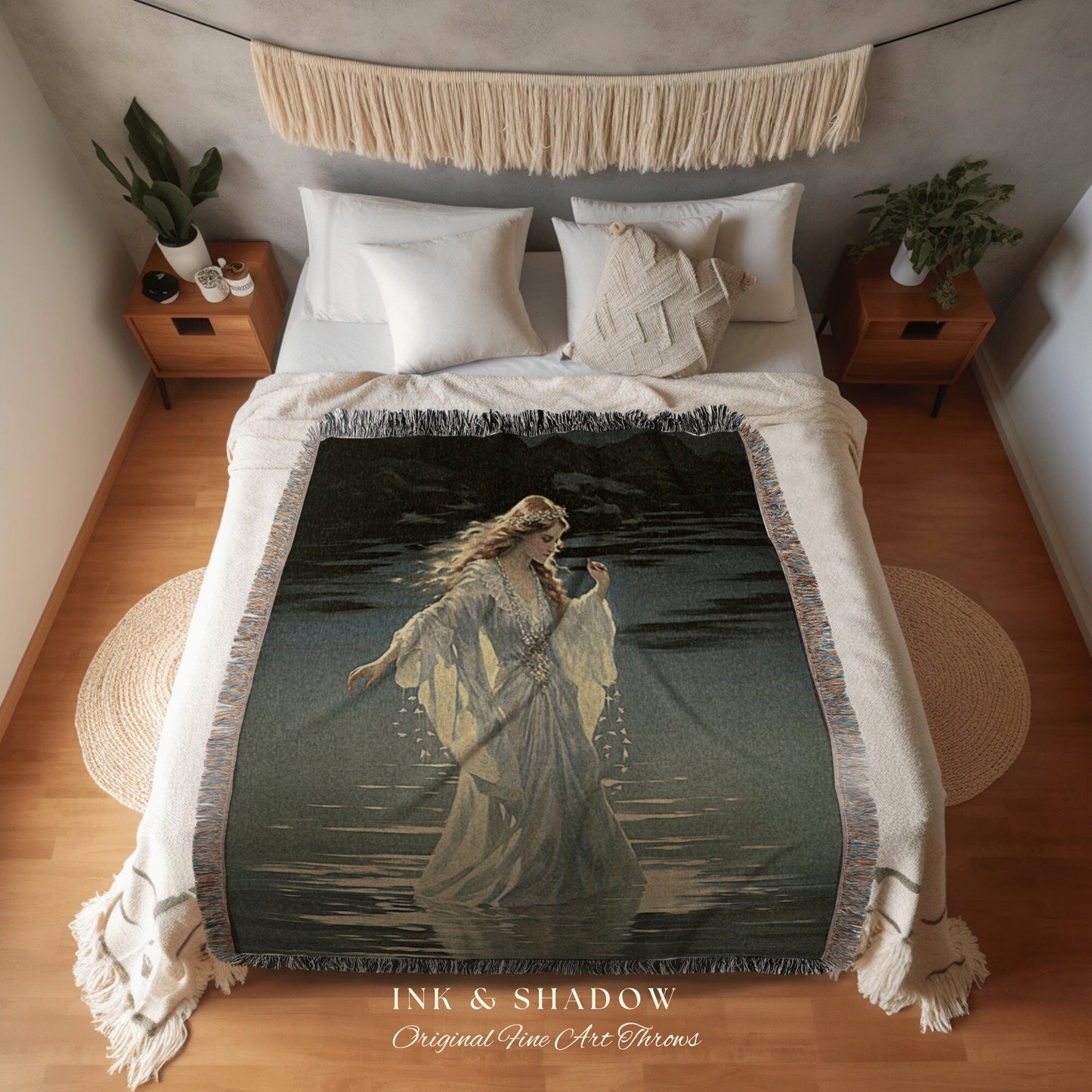 Ethereal Sea Witch Tapestry | Fairy Aesthetic Celestial Art Cottagecore Decor Art Nouveau Tapestry Woven Blanket Fairycore Decor Vintage |