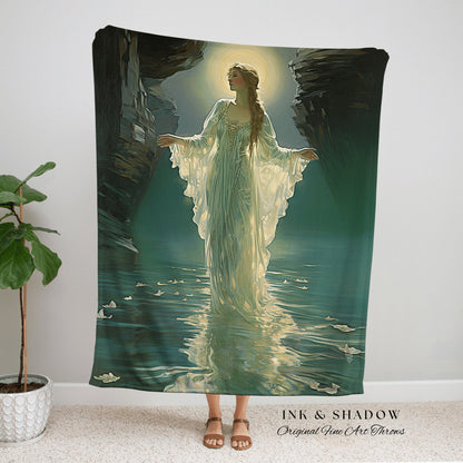 Ethereal Sea Witch Tapestry | Fairytale Aesthetic Celestial Wall Art Witchy Cottagecore Decor Art Nouveau Tapestry Blanket Mermaid Core Art