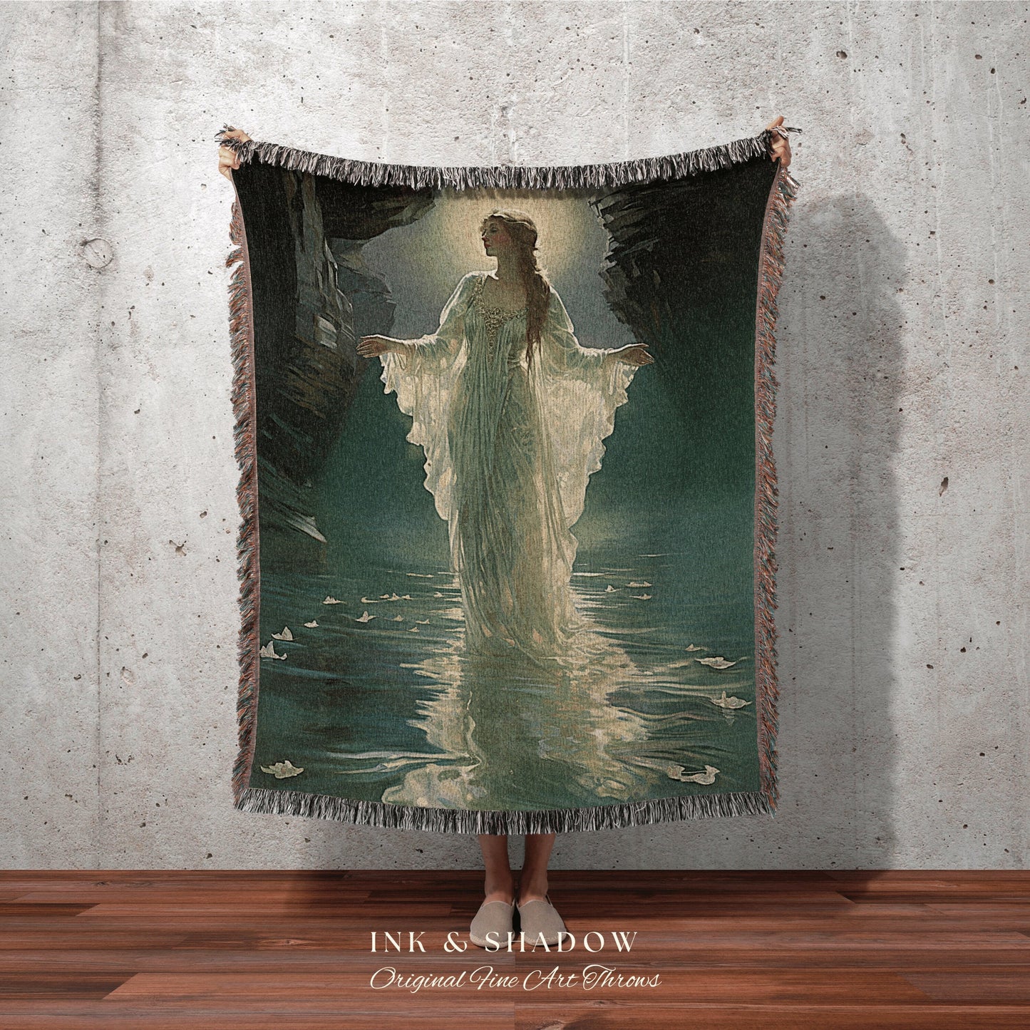 Ethereal Sea Witch Tapestry | Fairytale Aesthetic Celestial Wall Art Witchy Cottagecore Decor Art Nouveau Tapestry Blanket Mermaid Core Art