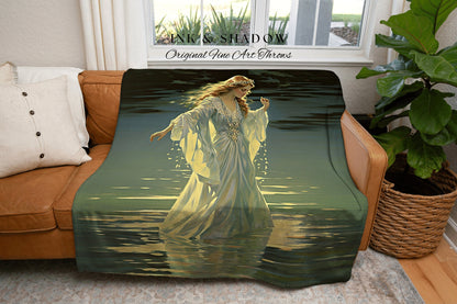 Ethereal Sea Witch Tapestry | Fairy Aesthetic Celestial Art Cottagecore Decor Art Nouveau Tapestry Woven Blanket Fairycore Decor Vintage |