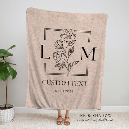 His and Hers Initial Blanket | Woven Tapestry Blanket Personalized Wedding Initials Gift Monogram Custom Anniversary Mr and Mrs Blanket |