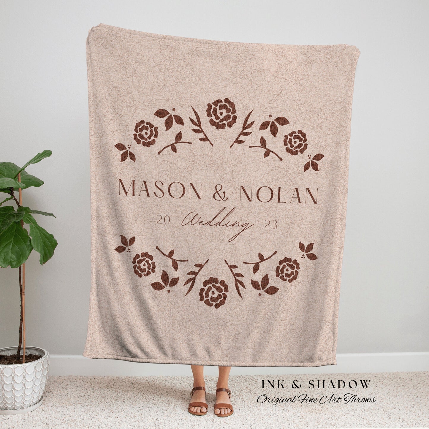 Newlyweds Tapestry Blanket | Custom Last Name Gift Blanket Personalized Wedding Monogram Custom Anniversary His and Hers Initials Blanket |