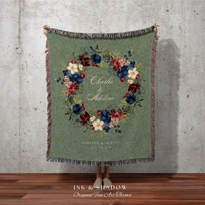 Mr and Mrs Custom Wedding Blanket | Personalized Last Name Gift Blanket Wedding Monogram Couple Keepsake Blanket Anniversary His & Hers Gift