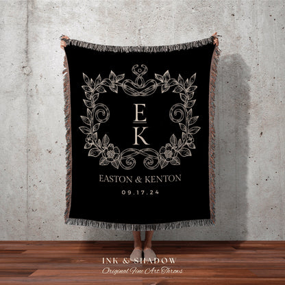 His and Her Monogram Blanket | Personalized Last Name Gift Blanket Wedding Monogram Custom Anniversary Mr and Mrs Initials Tapestry Wedding