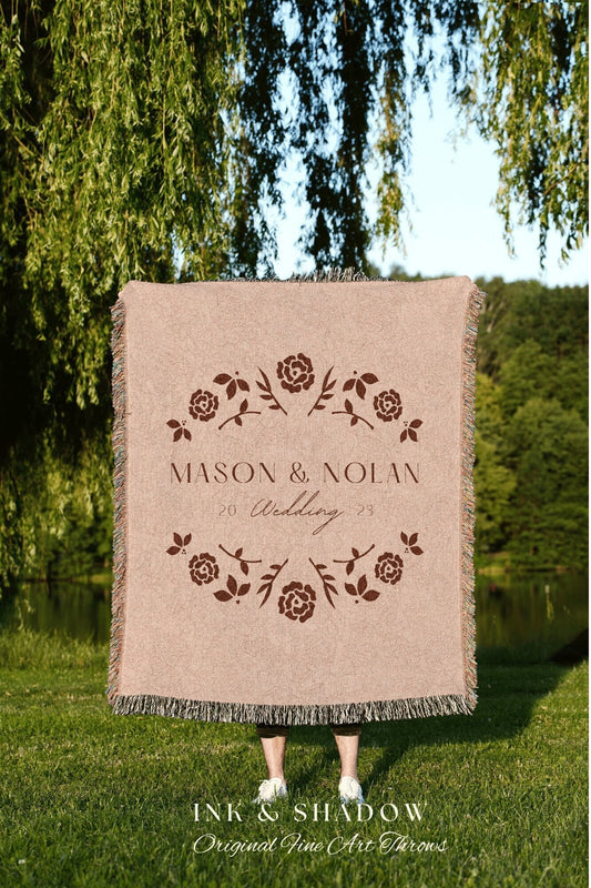 Newlyweds Tapestry Blanket | Custom Last Name Gift Blanket Personalized Wedding Monogram Custom Anniversary His and Hers Initials Blanket |