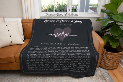 Couples Lyric Blanket Vintage | Custom Song Gift BFF Blanket Our Song Tapestry Woven Blanket Our Song First Dance Wedding Sentimental Gift |