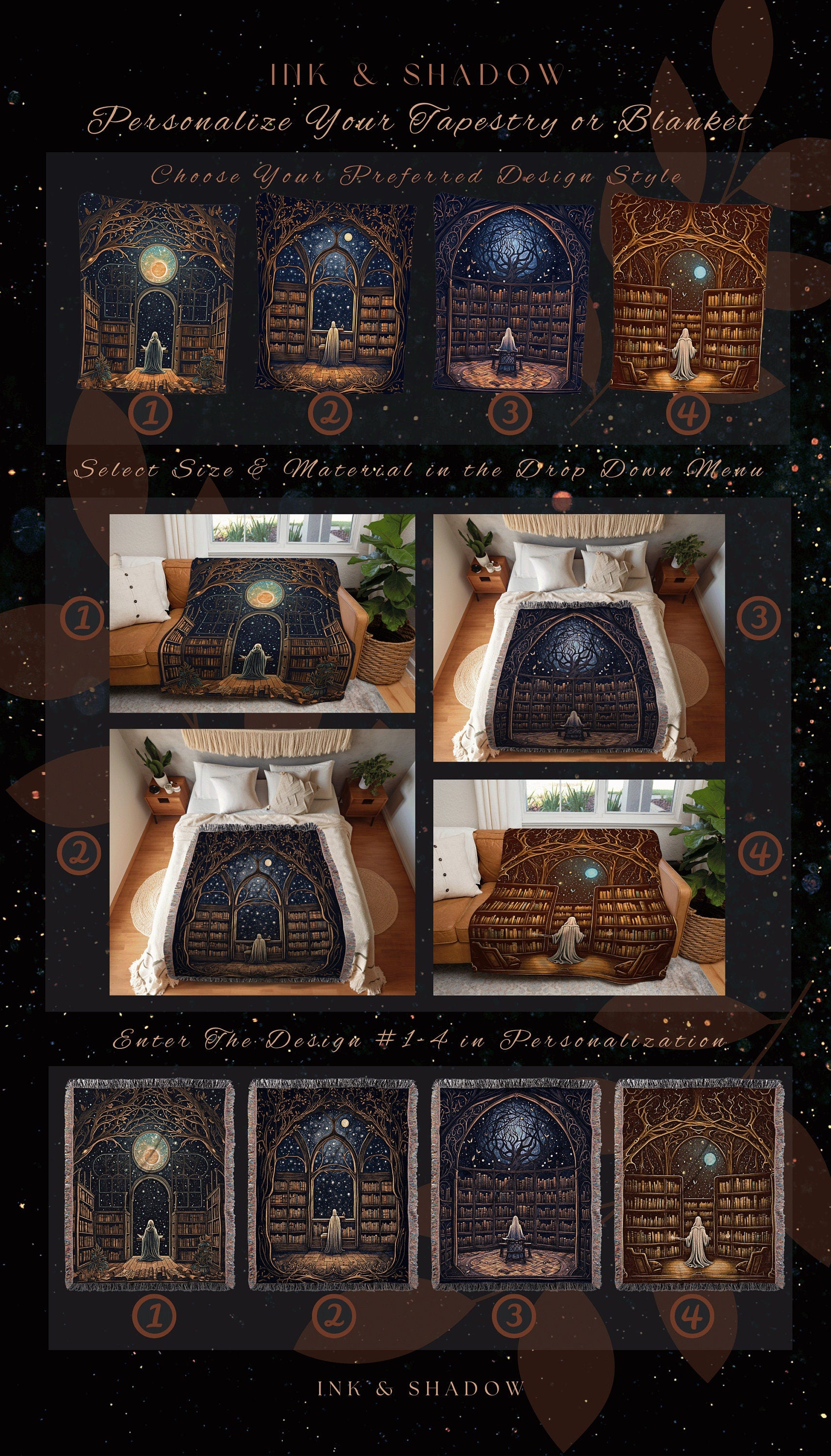 Night Library Ghost Blanket | Ghost in Library Spooky Aesthetic Gothic Art Gothic Ghost Painting Vintage Halloween Bookish Gift for Reader |