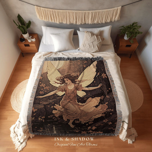 Dreamy Aesthetic Fairy Blanket | Storybook Aesthetic Celestial Wall Art Cottagecore Decor Art Nouveau Tapestry Art Blanket Fairycore Vintage