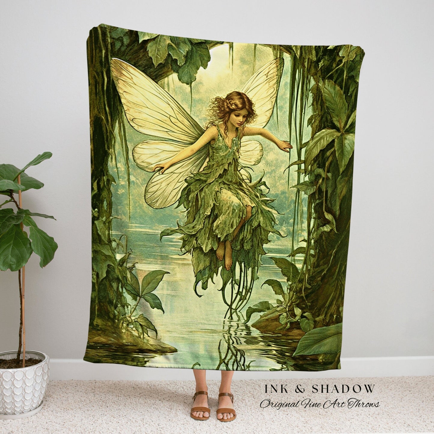 Renaissance Fairy Blanket | Fairytale Aesthetic Celestial Wall Art Witchy Cottagecore Decor Art Nouveau Tapestry Blanket Fairycore Vintage |