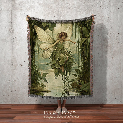 Renaissance Fairy Blanket | Fairytale Aesthetic Celestial Wall Art Witchy Cottagecore Decor Art Nouveau Tapestry Blanket Fairycore Vintage |