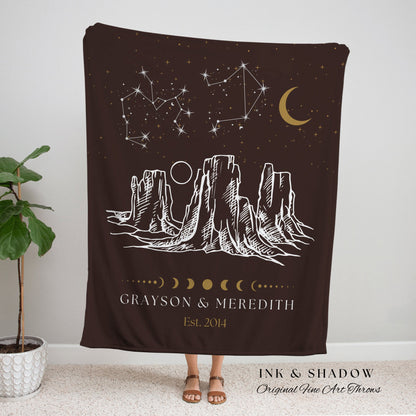 Couples Constellation Blanket | Desert Wedding Anniversary Gift Custom Couple Custom Star Blanket Woven Tapestry Sentimental Wedding Gift |