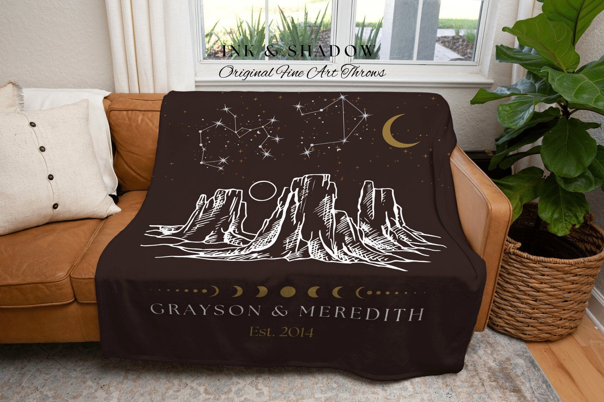 Couples Constellation Blanket | Desert Wedding Anniversary Gift Custom Couple Custom Star Blanket Woven Tapestry Sentimental Wedding Gift |