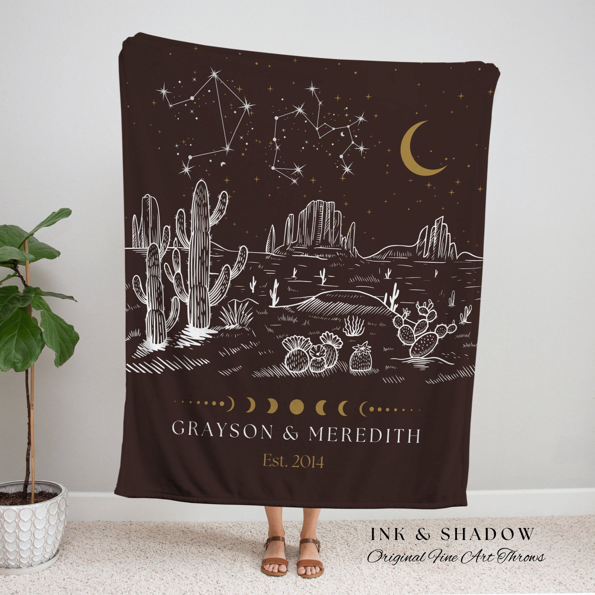 Custom Constellation Blanket | Desert Wedding Anniversary Gift Custom Couple Custom Star Sign Blanket Woven Tapestry Meaningful Wedding Gift