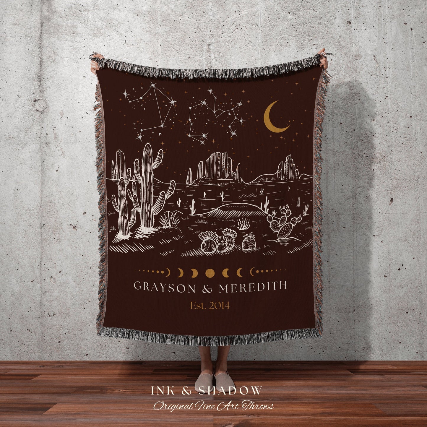 Custom Constellation Blanket | Desert Wedding Anniversary Gift Custom Couple Custom Star Sign Blanket Woven Tapestry Meaningful Wedding Gift