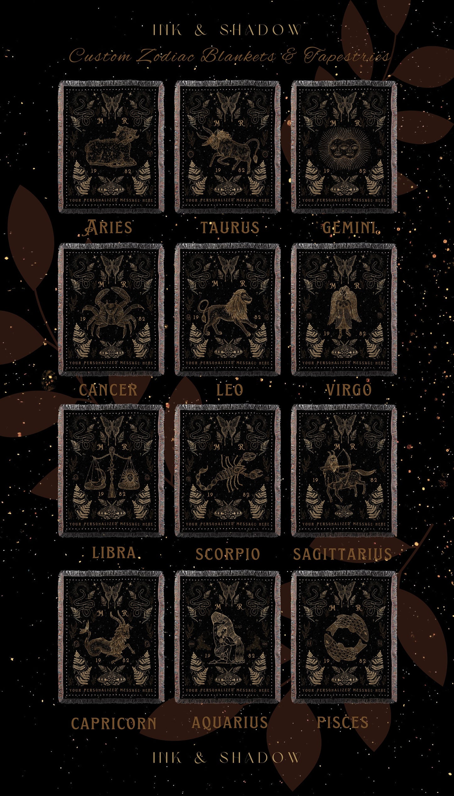 Virgo Blanket Woven Tapestry | Virgo Tapestry Custom Star Sign Goth Woven Blanket Witchy Room Decor Virgo Astrology Personalized Zodiac Sign