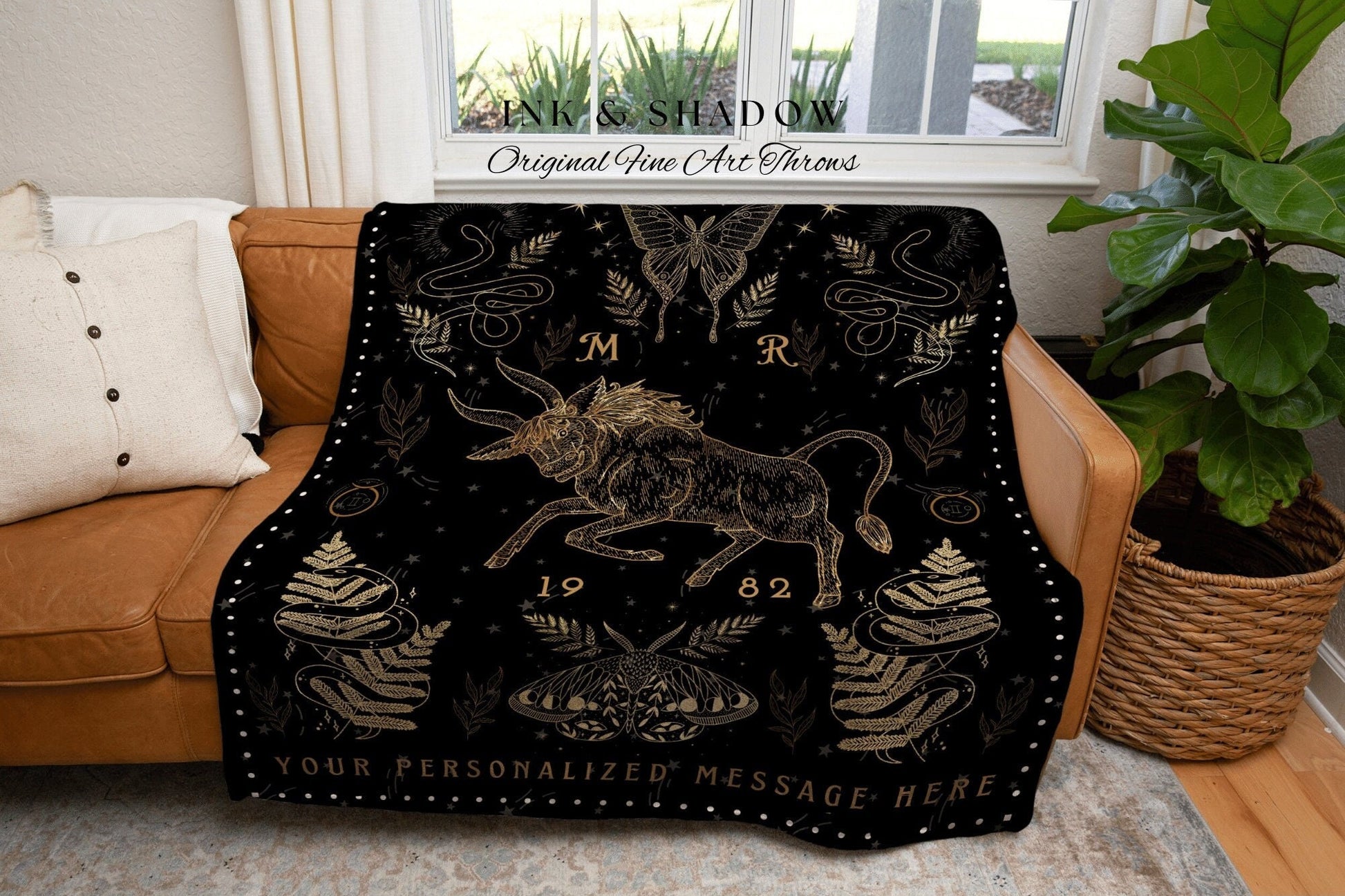 Ethereal Taurus Blanket | Astrology Tapestry Custom Star Sign Goth Woven Blanket Fairy Core Taurus Room Decor Zodiac Sign Celestial Tapestry