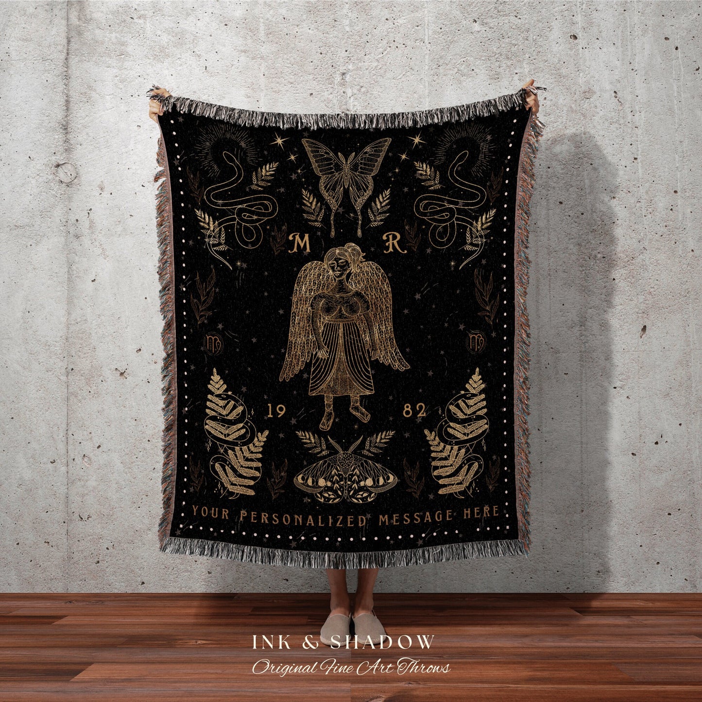 Virgo Blanket Woven Tapestry | Virgo Tapestry Custom Star Sign Goth Woven Blanket Witchy Room Decor Virgo Astrology Personalized Zodiac Sign