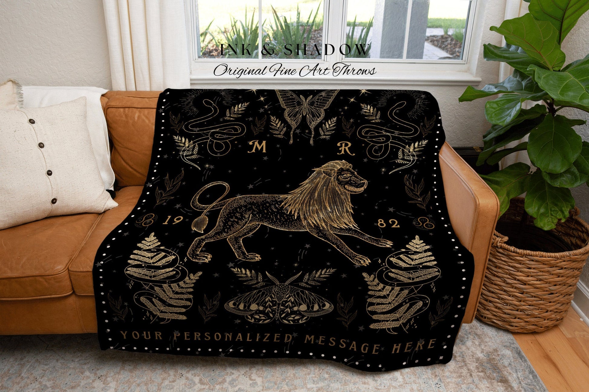 Personalized Leo Tapestry Blanket | Leo Blanket Custom Star Sign Goth Woven Blanket Witchy Room Decor Leo Astrology Personalized Tapestry |