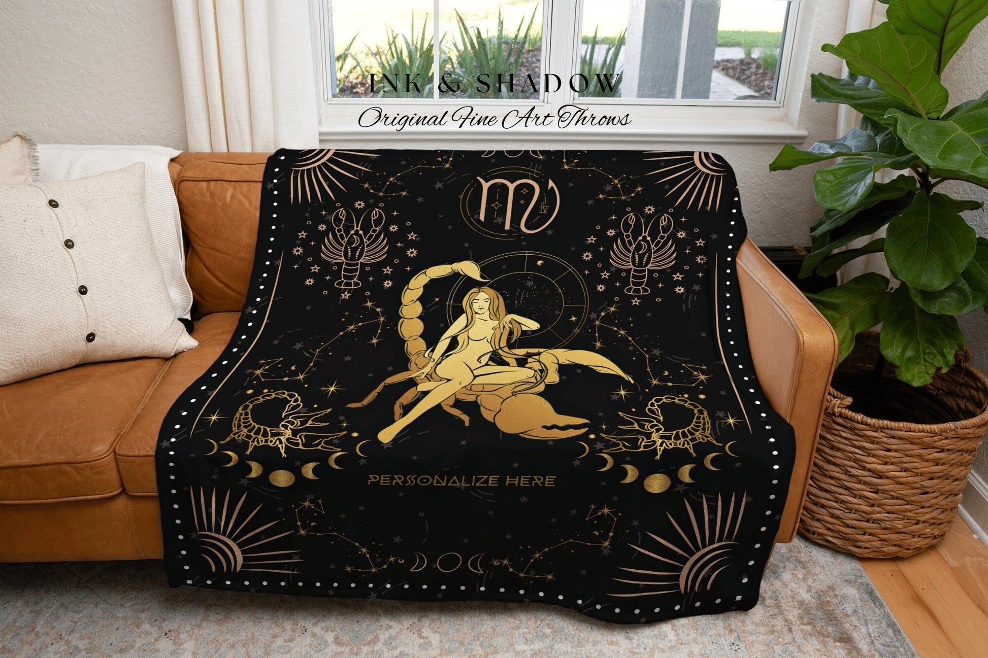 Scorpio Blanket Custom | Scorpio Tapestry Custom Star Sign Goth Woven Blanket Witchy Room Decor Scorpio Astrology Personalized Zodiac Sign |