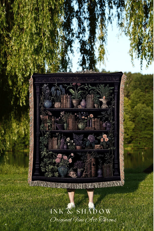 Book Lover Tapestry Blanket | Library Blanket Goth Home Decor Dark Academia Book Lovers Gift Witchy Room Decor Vintage Book Lover Tapestry