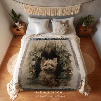 Vintage Yorkie Tapestry Blanket | Yorkie Dad Gift Blanket Terrier Mom Gift Funny Tapestry Christmas Dog Portrait Blanket Yorkshire Terrier |