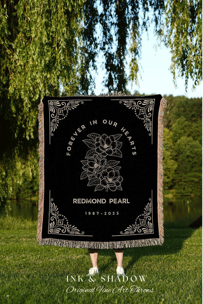 Forever in Our Hearts Blanket | In Loving Memory Gift Memorial Blanket Woven Tapestry Personalized Gift in Memoriam Gift Comforting Keepsake