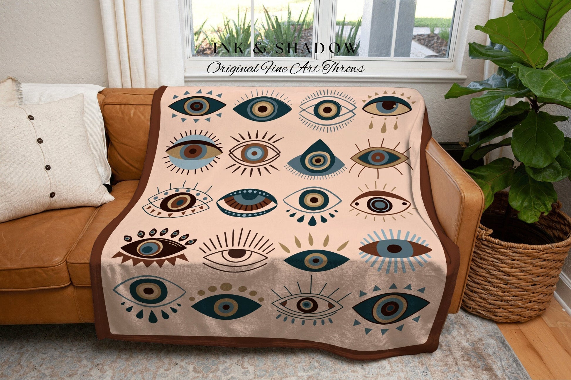 Evil Eye Woven Tapestry Blanket | Mystical Woven Throw Celestial Room Decor Evil Eye Protection Blanket Boho Tarot Tapestry Whimsigoth Decor