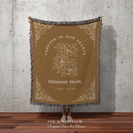 Forever in Our Hearts Memory Blanket | In Loving Memory Gift Sympathy Blanket Woven Tapestry Personalized Memory Blanket Comforting Keepsake