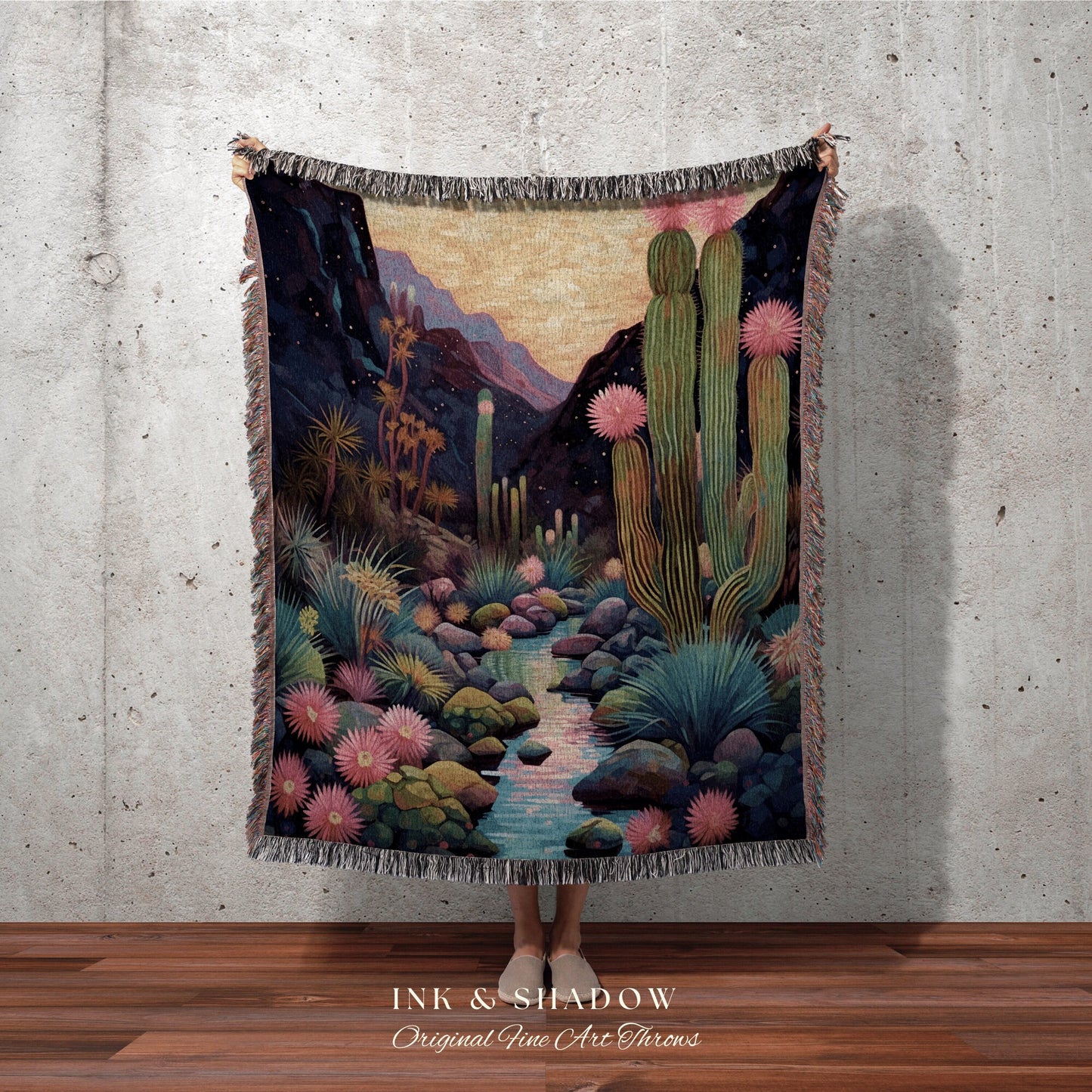 Eclectic Desert Blanket | Whimsigoth Home Decor Housewarming Gift Tapestry Aesthetic Blanket Dark Cottagecore Blanket Desert Decor Boho Art