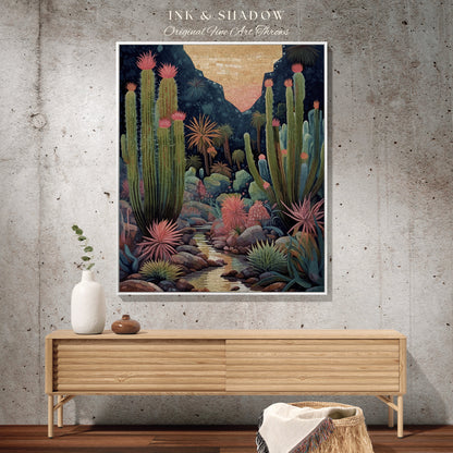 Cactus Blanket Whimsical | Dark Academia Home Decor Housewarming Gift Tapestry Aesthetic Blanket Dark Cottagecore Blanket Desert Decor Boho