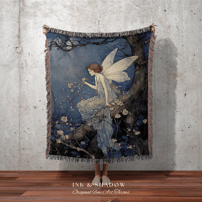 Fairytale Celestial Tapestry | Fairy Aesthetic Celestial Wall Art Cottagecore Decor Art Nouveau Tapestry Woven Art Blanket Fairycore Decor |