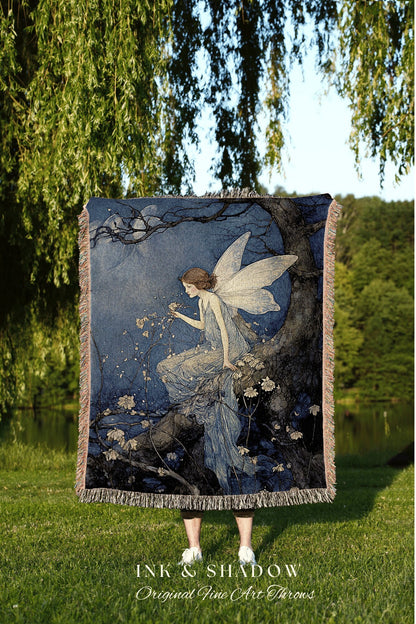 Fairytale Celestial Tapestry | Fairy Aesthetic Celestial Wall Art Cottagecore Decor Art Nouveau Tapestry Woven Art Blanket Fairycore Decor |