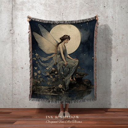 Woodland fairy Core Tapestry | Fairy Aesthetic Celestial Wall Art Cottagecore Decor Art Nouveau Tapestry Woven Art Blanket Fairycore Decor |