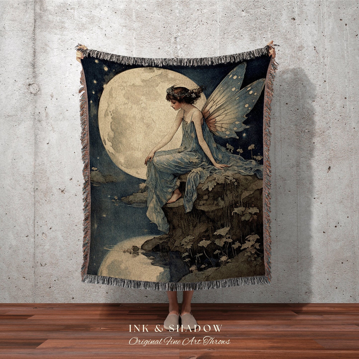 Mystic Fairy Aesthetic Blanket | Fairytale Decor Celestial Wall Art Witchy Cottagecore Blanket Art Nouveau Tapestry Blanket Fairycore Decor