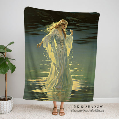 Ethereal Sea Witch Tapestry | Fairy Aesthetic Celestial Art Cottagecore Decor Art Nouveau Tapestry Woven Blanket Fairycore Decor Vintage |