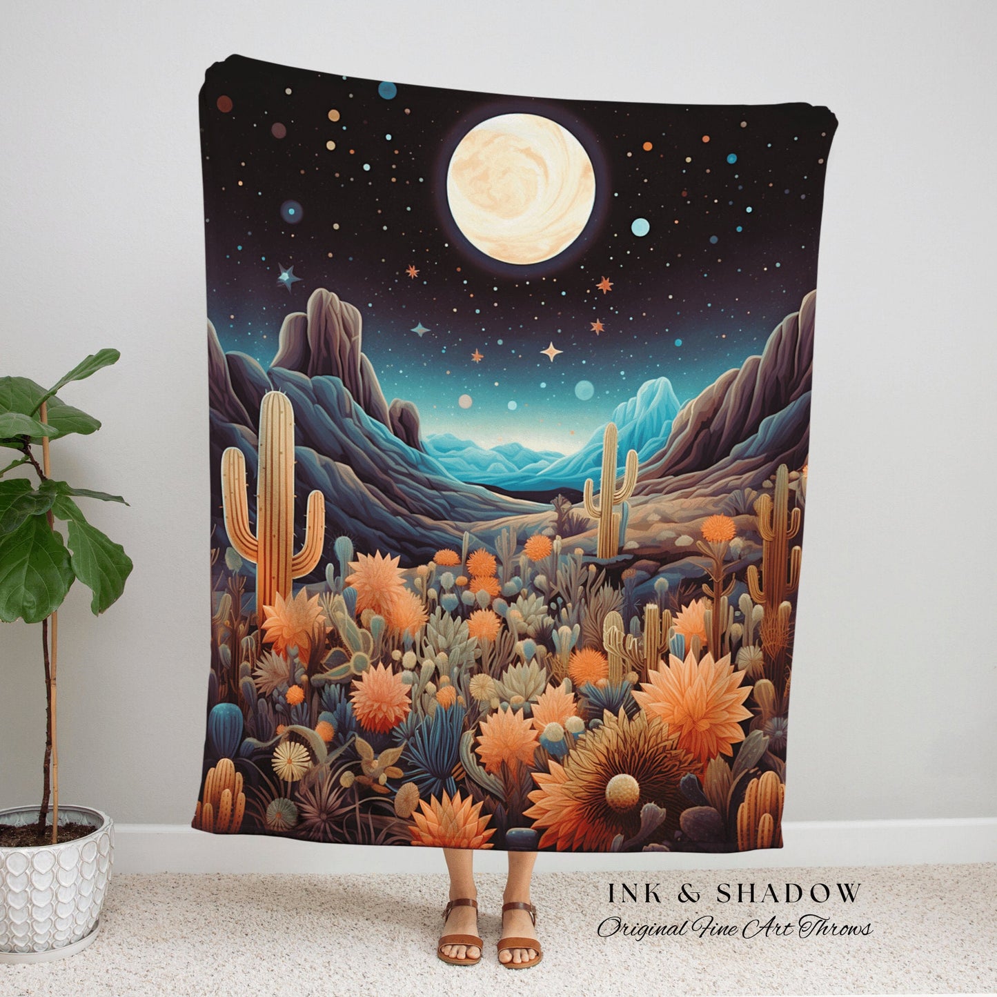 Starry Sky Desert Blanket Woven | Dark Academia Home Decor Housewarming Gift Tapestry Aesthetic Blanket Dark Cottagecore Art Blanket Desert