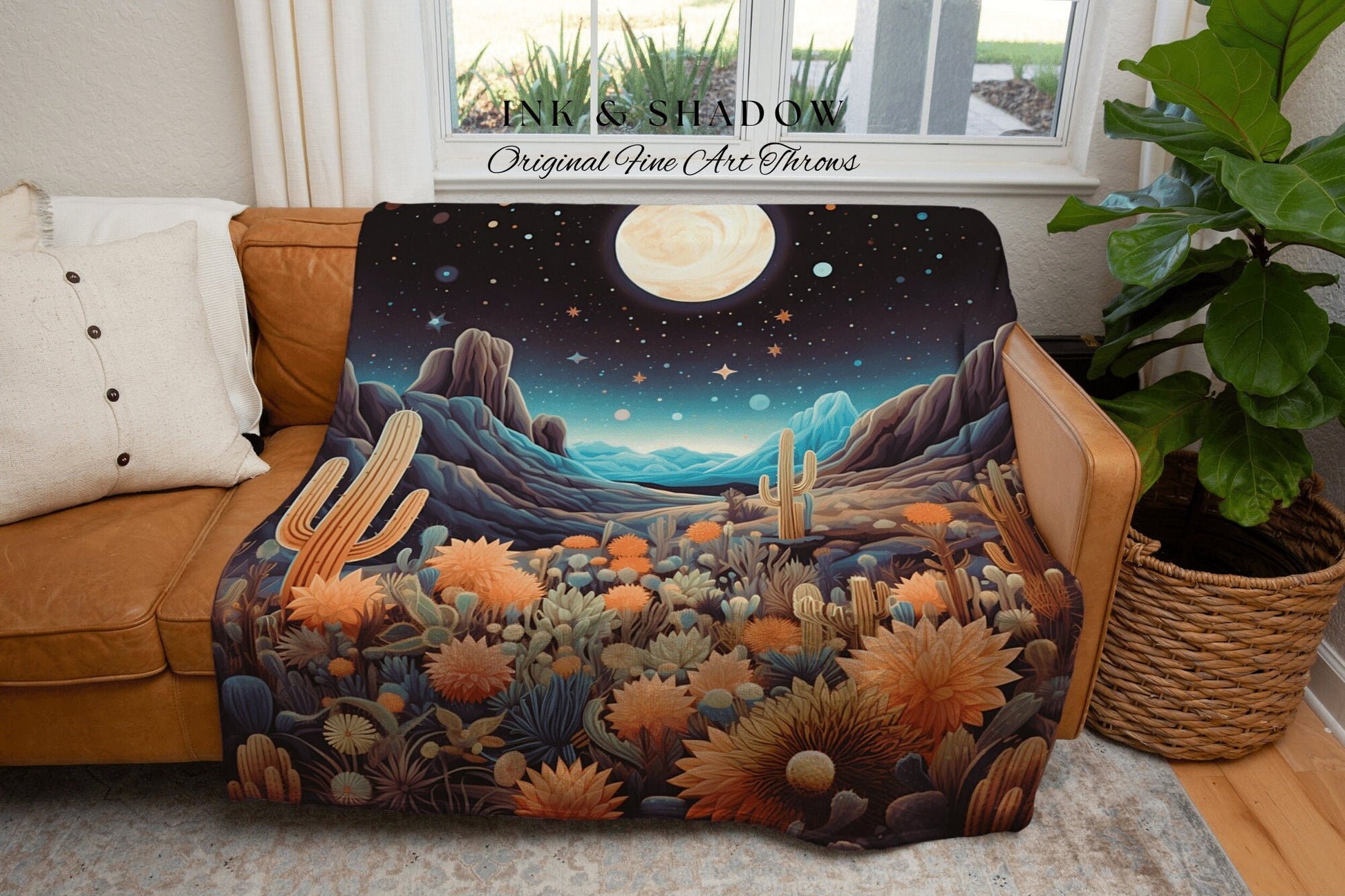 Starry Sky Desert Blanket Woven | Dark Academia Home Decor Housewarming Gift Tapestry Aesthetic Blanket Dark Cottagecore Art Blanket Desert