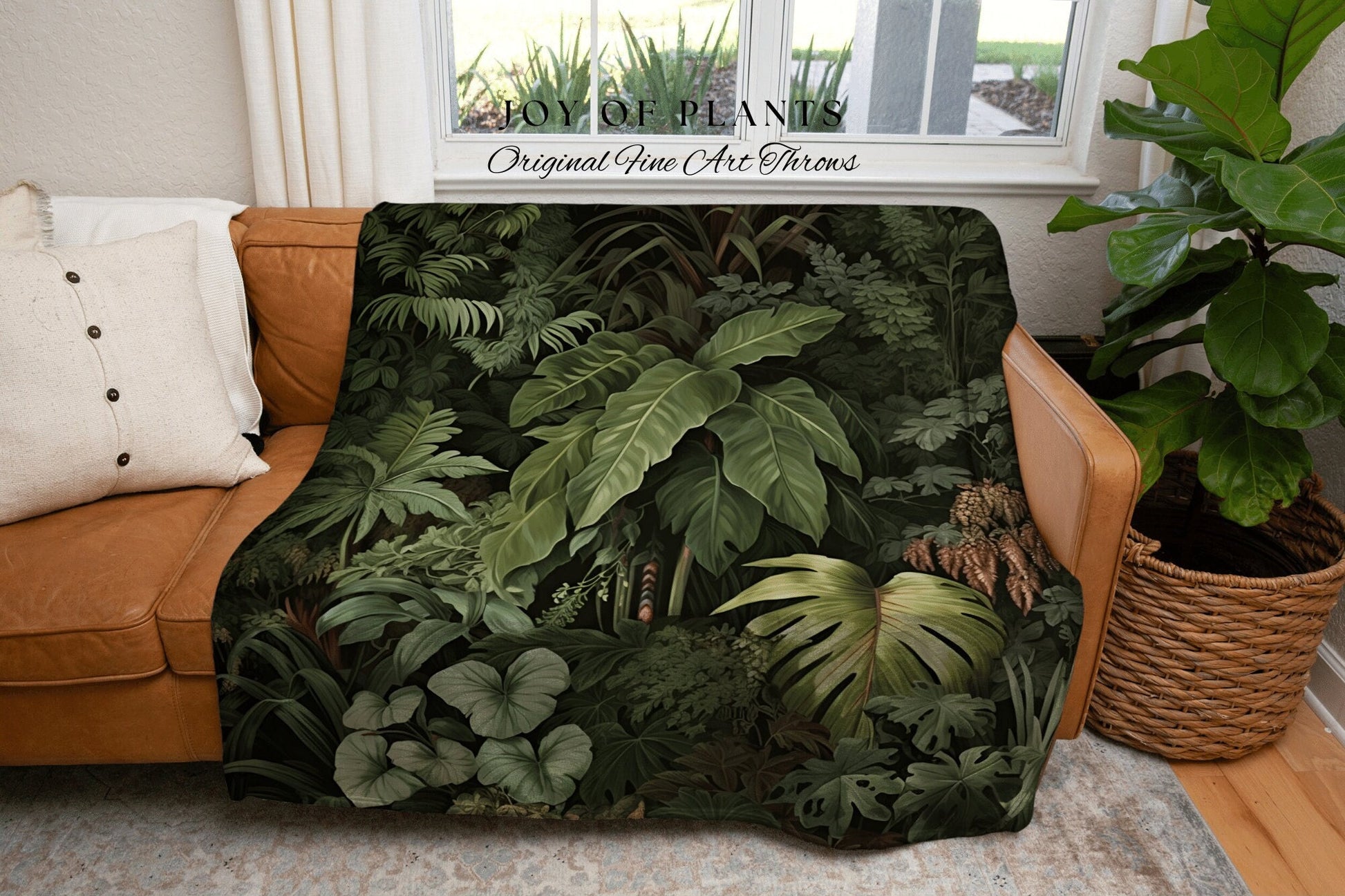 Gothic Woodland Forest Blanket | Dark Botanical Art Woven Blanket Victorian Gothic Aesthetic Tapestry Woven Botanical Fairy Decor Aesthetic