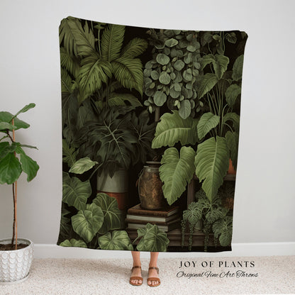 Moody Botanical Jungle Tapestry | Woven Cotton Throw Blanket Dark Cottagecore Decor Blanket Forest Tapestry Goblincore Bedroom Plant Lover |